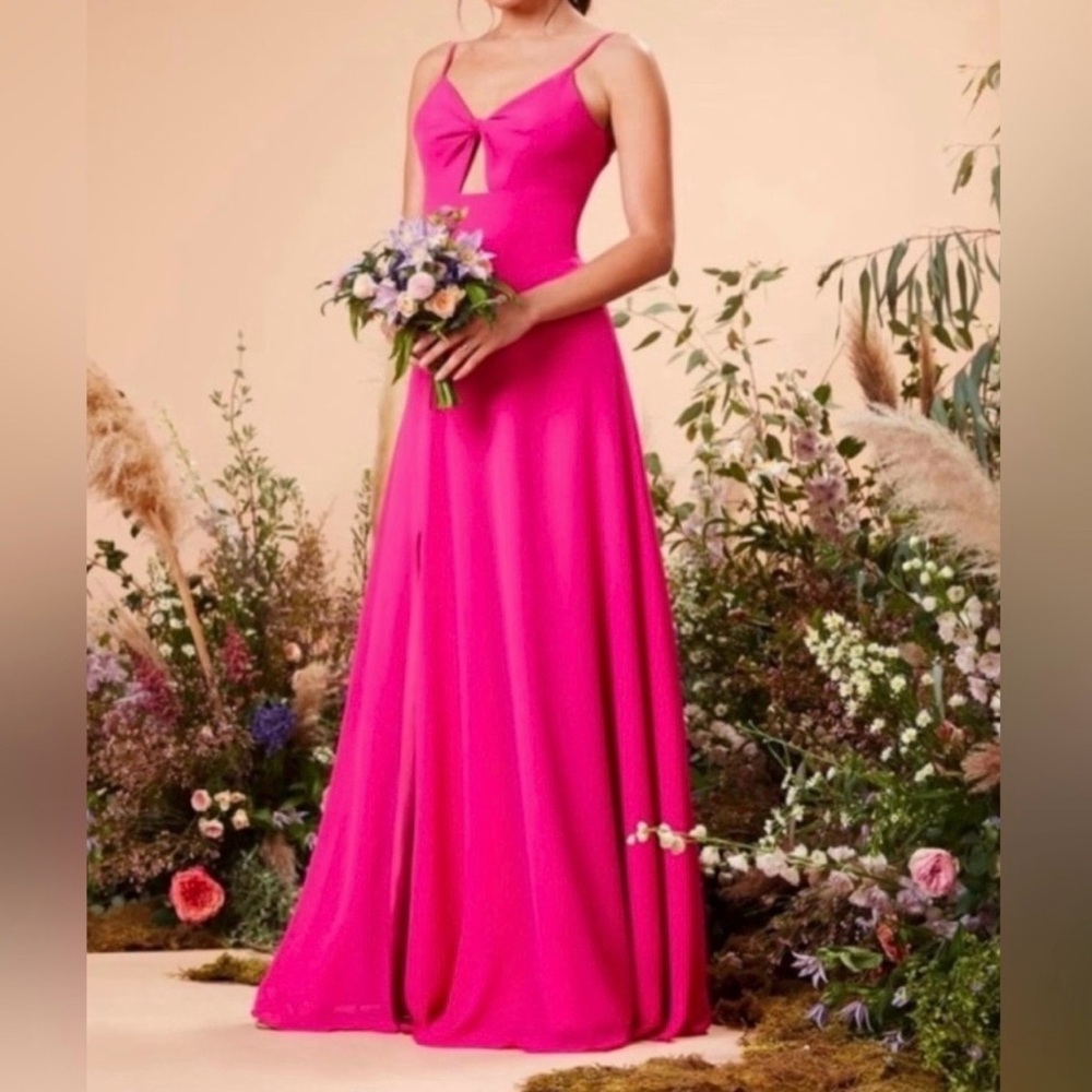 Dress the Population Cambria Twist Bodice Dress Bright Fuchsia Size Medium NWT